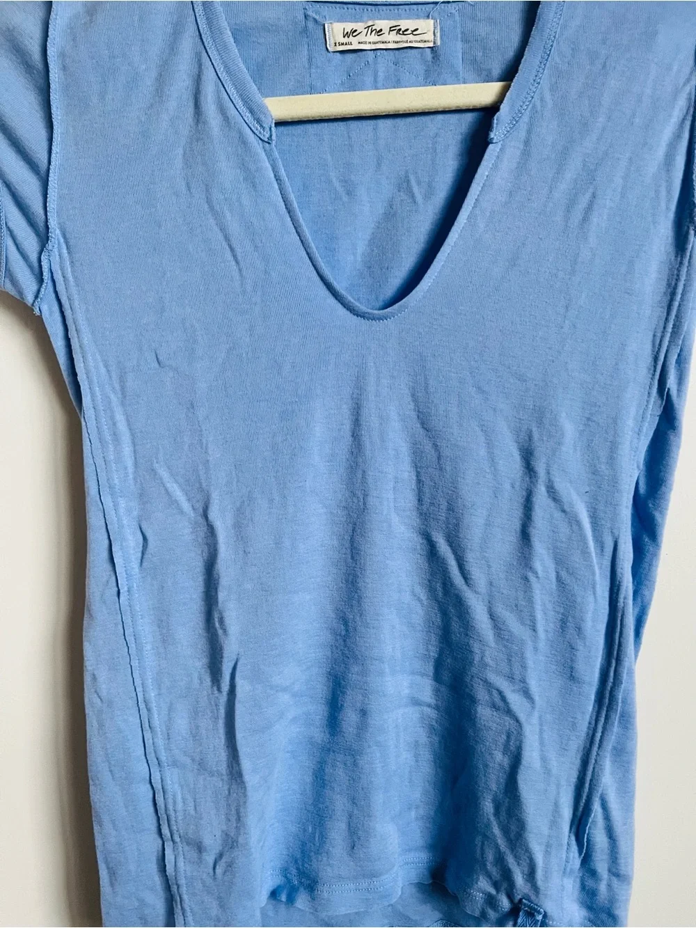 Free People Short Sleeve Scoop Neck Tee in Light Blue NWOT